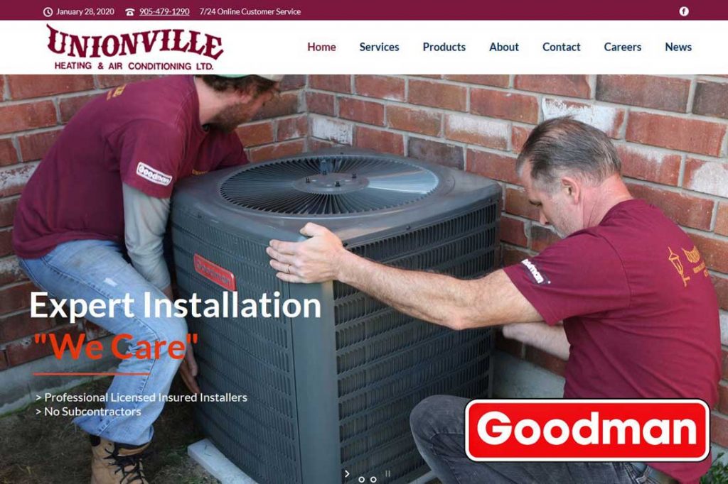 Unionville Heating screen capture