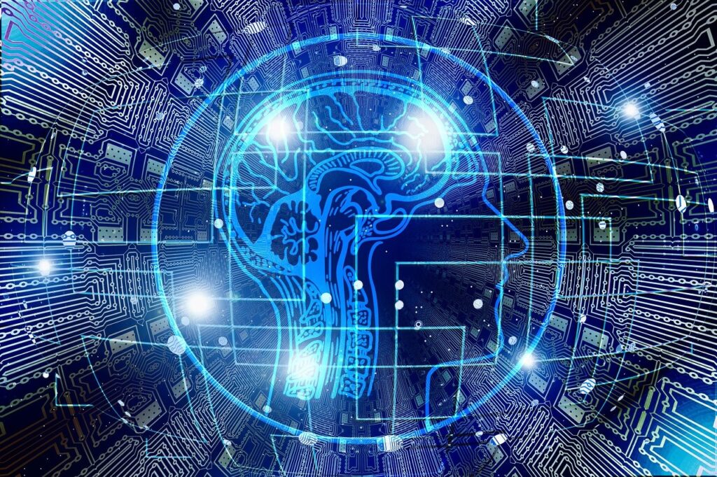 artificial intelligence graphic of a brain with points of light